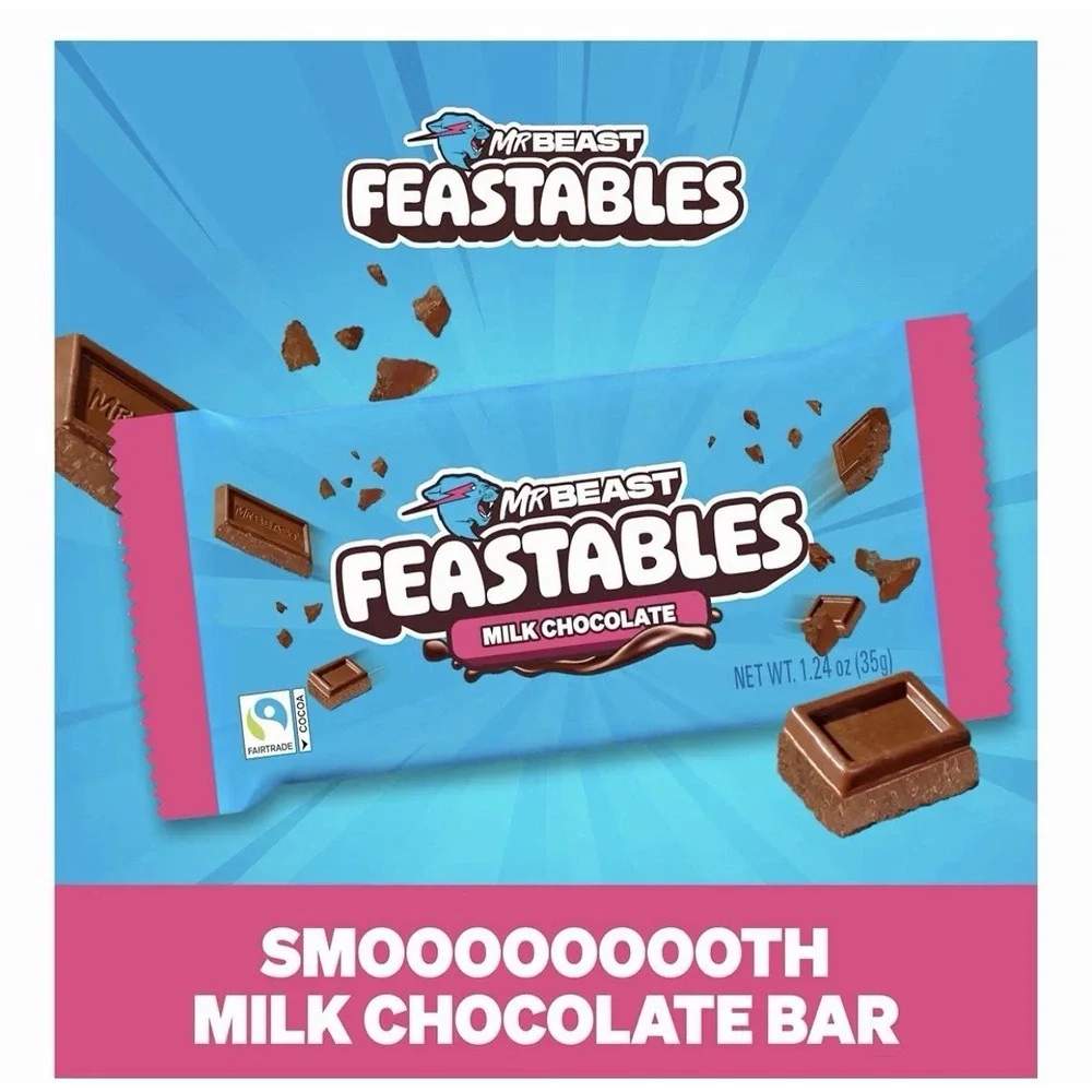 10 Pack Mr Beast Feastables MILK CHOCOLATE NEW 2.1 oz Candy Bar